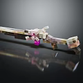 Pixel Art Weapon Design With Pink White Beige Colors And Dark Background Reflection