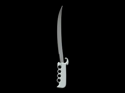 Silver Curved Ice Skate Blade with Hollow Handle and Holes for Sports Equipment 3d model