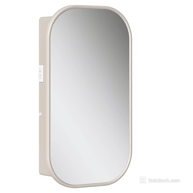 Oval Shaped Modern Mirror With Beige Frame For Home Interior Decor 3d model 