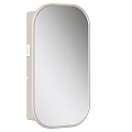 Oval Shaped Modern Mirror With Beige Frame For Home Interior Decor