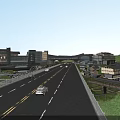 Aerial Planning of Modern Architectural Complex with Green Spaces River and Roads