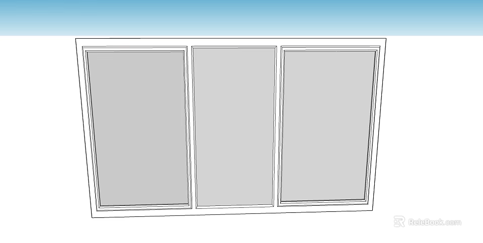 Simple Three Door Wardrobe Design With White Frame And Gray Doors 3d model
