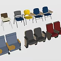 Multicolored Leisure Chairs With Various Styles Armrests And Side Tables 3d model