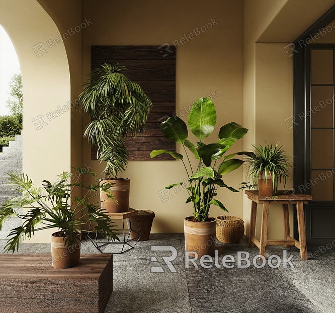 potted plant potted combination model