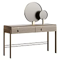 Modern Wooden Dressing Table With Double Mirrors Storage Drawers And Metal Legs