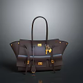 Stylish Black Leather Handbag With Golden Hardware And Keychain Accessory
