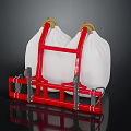 Two White Household Storage Containers With Red Metal Frame And Yellow Hooks