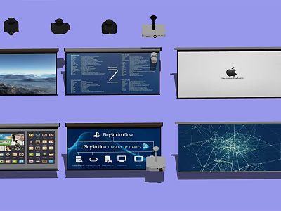 Projection Monitoring System With Diverse Projector Screens And Surveillance Content In Security 3d model