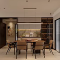 Modern Dining Living Room Interior Design With Dining Table Chairs Pendant Lighting And Cabinets