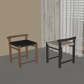 Dining chair single chair curtain window screen 3d model