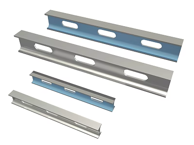 Structural Steel Metal Profiles With Slotted Design In Different Sizes 3d model