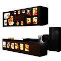 Restaurant Menu Billboard With Colorful Food Images And Modern Order Counter