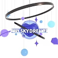 JARRY SKY DREAMS Decorative Design With Hanging Ring Blue Sphere Purple Blue Decorations And Stars