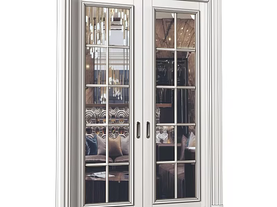 Modern Wine Cabinet With Glass Doors Interior Lighting And Wine Display Shelves 3d model