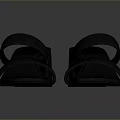 Black Leather Sandals with Double Strap Design and Block Heel for Daily Use