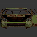 Rusty Green Old Car With Peeling Paint Worn Exterior And Weathered Body