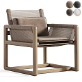 Modern Leisure Chair With Wooden Frame Woven Backrest And Comfortable Cushion