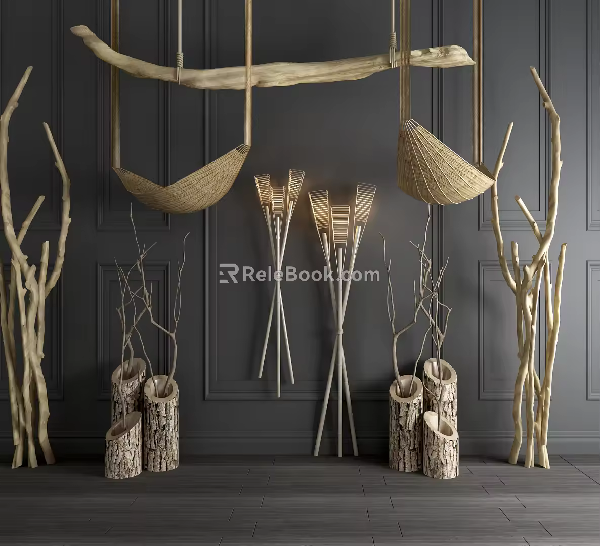 Modern Lamps Combination Dried Branches Dried Branches Dried Branches Chandelier Dried Branches Potted Dried Branches Wall Lamp 3d model