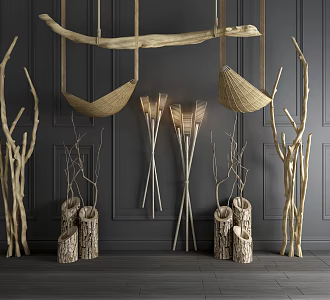 Modern Lamps Combination Dried Branches Dried Branches Dried Branches Chandelier Dried Branches Potted Dried Branches Wall Lamp 3d model