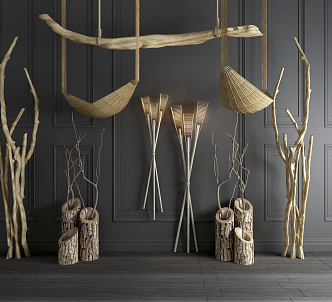 Modern Lamps Combination Dried Branches Dried Branches Dried Branches Chandelier Dried Branches Potted Dried Branches Wall Lamp 3d model