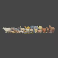 Assorted Animal Figures Collection Including Camels Elephants Sheep and More on Blue Background