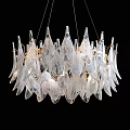 Elegant Crystal Chandelier With Multiple Tiers Gold Accents And Leaf Shaped Transparent Crystals