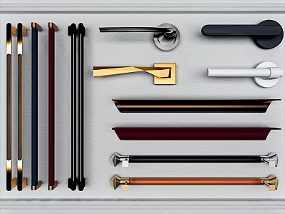 Various Modern Door Handles With Different Materials And Decorative Designs For Home Use 3d model