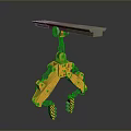 Yellow Industrial Mechanical Gripper With Multiple Arms Claw Structure And Top Flat Plate 3d model