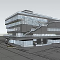 GreenLife Business Center Modern Office Building With Glass Facade And Geometric Design