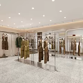 Stylish Clothing Store Interior With Mannequins Display Racks And Elegant Lighting