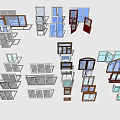 Various Styles Of Doors And Windows With Wooden Frames And Glass Panels