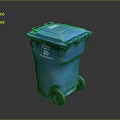 Blue Wheeled Trash Bin With Lid And Logo For Waste Disposal Use