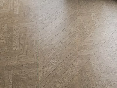 Various Wooden Flooring Designs with Herringbone Straight Lay and Natural Wood Textures 3d model