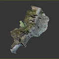 Realistic Garden Landscape Model With Natural Terrain Green Vegetation And Rock Formations