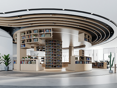 modern library 3d model