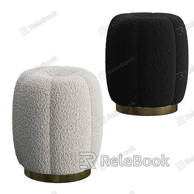 Modern Sofa Stool Coarse Fabric Stool Black and White model