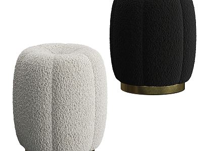 Modern Sofa Stool Coarse Fabric Stool Black and White model