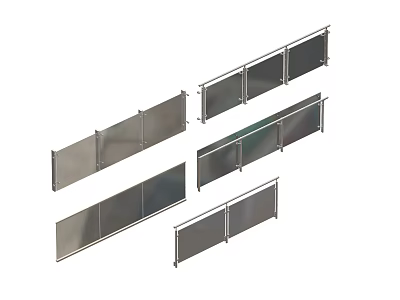 Modern Railing Glass Guardrail Fence 3d model