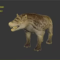Realistic Prehistoric Animal Game Movie Character With Striped Fur Open Mouth And