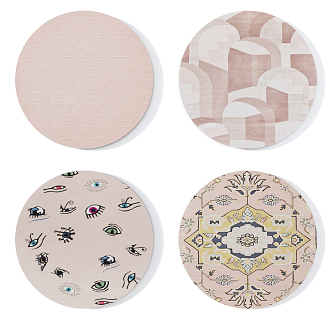 Modern Round Carpet High Pink Abstract Pattern Round Carpet Combination 3d model