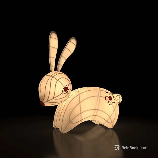 Cute Rabbit Shaped Illuminated Lantern With Long Ears And Red Nose 3d model
