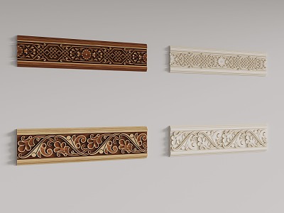 New Chinese style solid wood carved lines 3d model