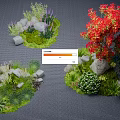 Vibrant Flower And Green Plant Combinations With Decorative Rocks In Garden