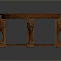 Classic Wooden Dining Table With Round Tabletop And Lion Head Carved Cross Legs