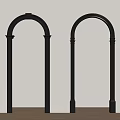 Elegant Black Arched Mirrors With Decorative Frames On Wooden Floor Against Light Colored Wall