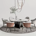 Modern Dining Table and Chair Combination Round Dining Table and Chair 3d model