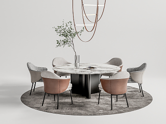 Modern Dining Table and Chair Combination Round Dining Table and Chair 3d model