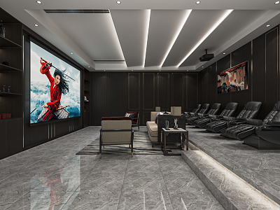 Modern Video Room Private Cinema Sofa Combination Decorative Cabinet Display Cabinet Projector Leisure Room 3d model