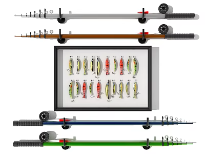 modern fishing gear fishing rod fishing gear 3d model