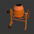 Orange Portable Concrete Mixer With Stand And Wheels For Construction Work 3d model